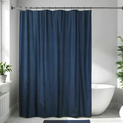 TENDANCE Rideau de douche en microfibre (180 x 200 cm) Gauffré Bleu marine Discount