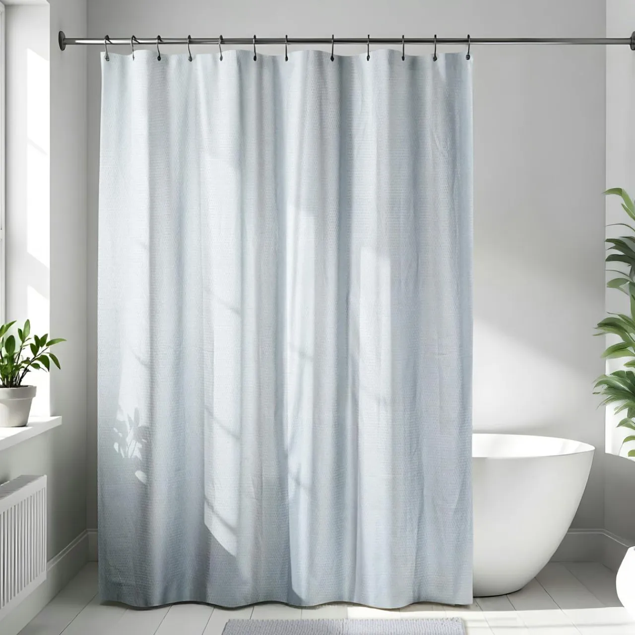 TENDANCE Rideau de douche en microfibre (180 x 200 cm) Gauffré Gris clair Best