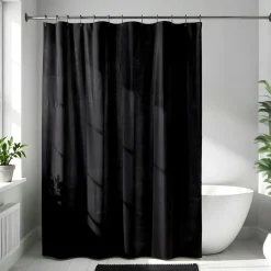 TENDANCE Rideau de douche en microfibre (180 x 200 cm) Gauffré Noir Discount