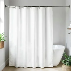 TENDANCE Rideau de douche en microfibre (180 x 200 cm) Relief gauffré Blanc Discount