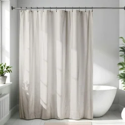 TENDANCE Rideau de douche en microfibre (180 x 200 cm) Gauffré Beige Discount