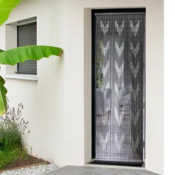 LUANCE Rideau de porte bambou (90 x 200 cm) Chevron Gris Online
