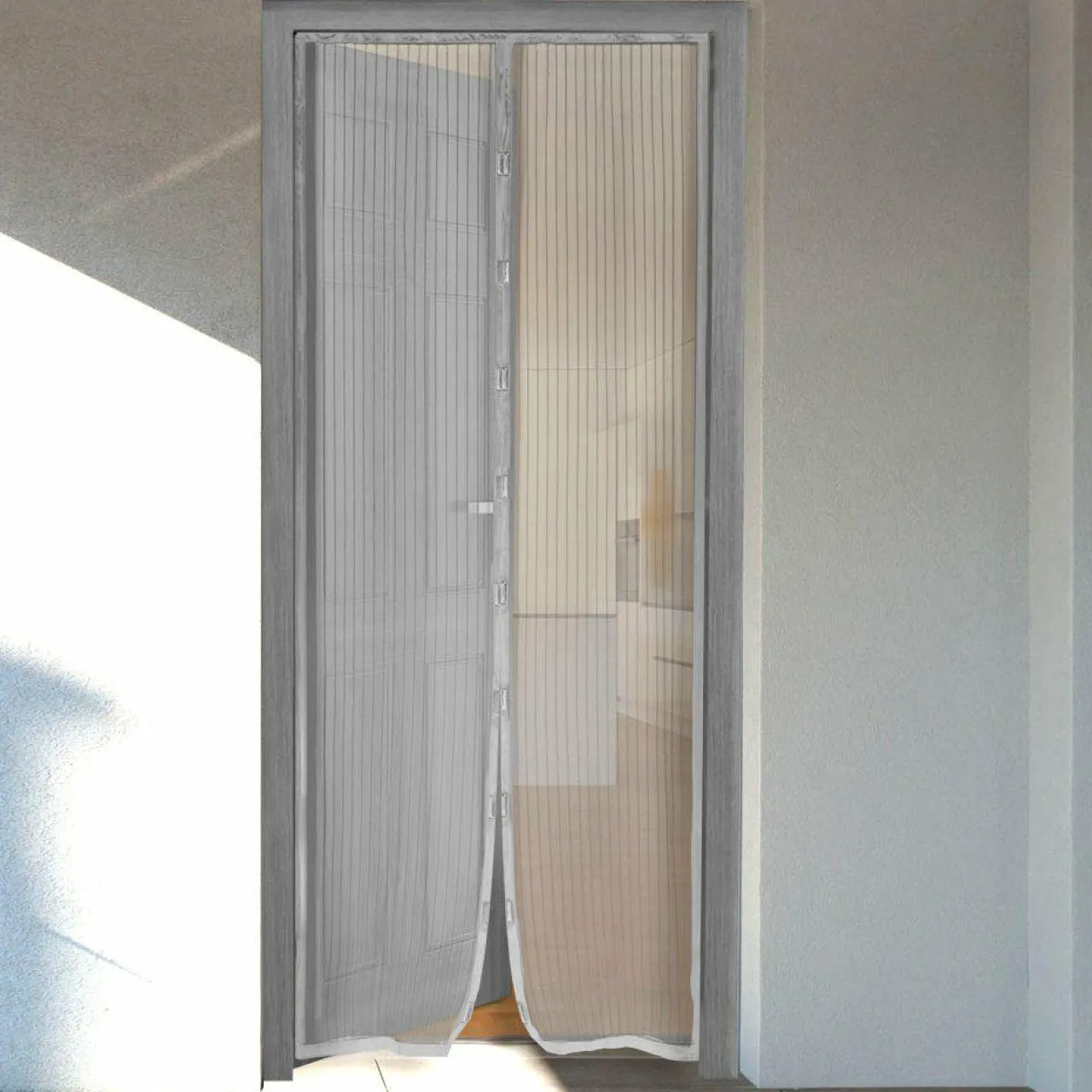 LUANCE Rideau de porte Moustiquaire (100 x H220 cm) Aimanté Gris Sale