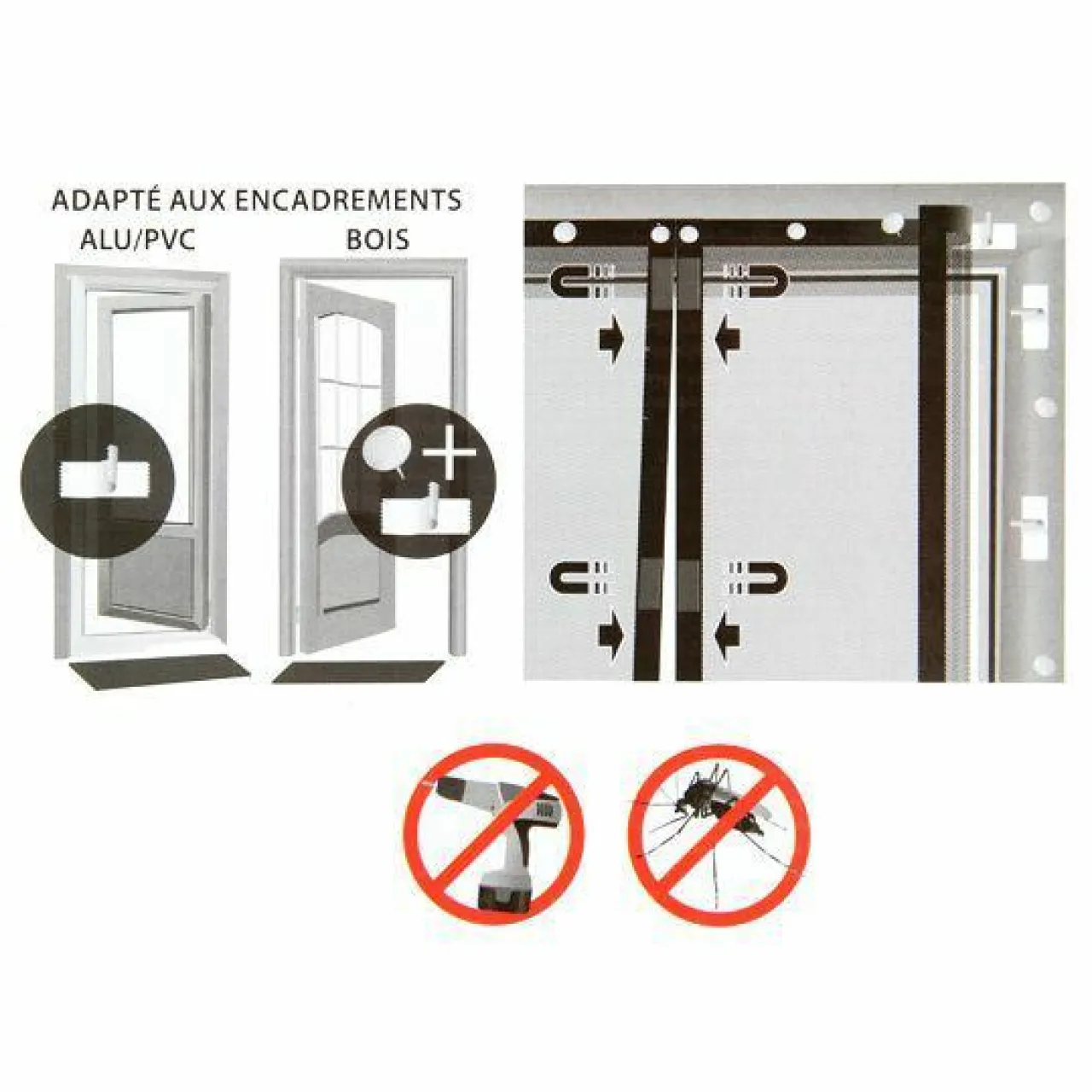 LUANCE Rideau de porte Moustiquaire (100 x H220 cm) Aimanté Gris Sale