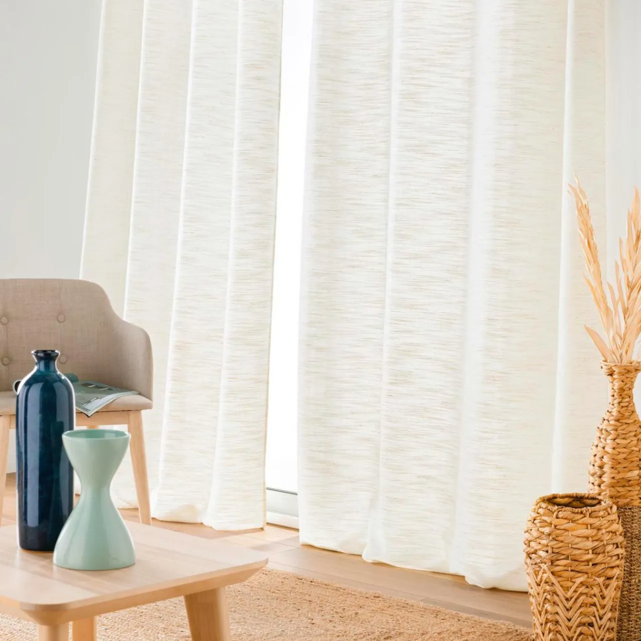 douceur d'intu017drieur Rideau effet lin tissé (140 x 260 cm) Nando Ecru Sale