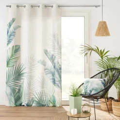 douceur d'intu017drieur Rideau effet lin (140 x 260 cm) Native Vert Clearance