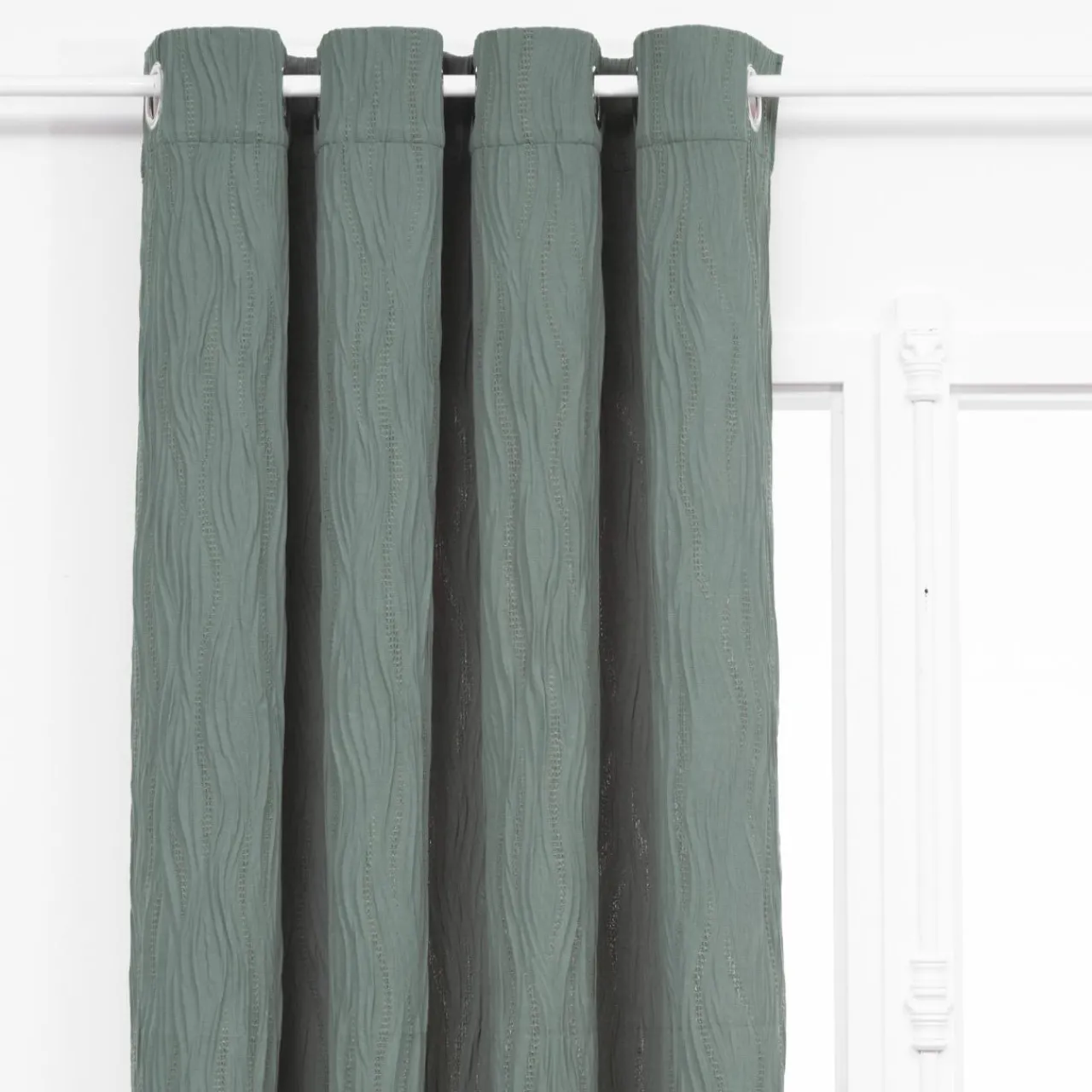 Atmosphera, cru017dateur d'intu017drieur Rideau effet plissé (135 x 260 cm) Maely Bleu Sale