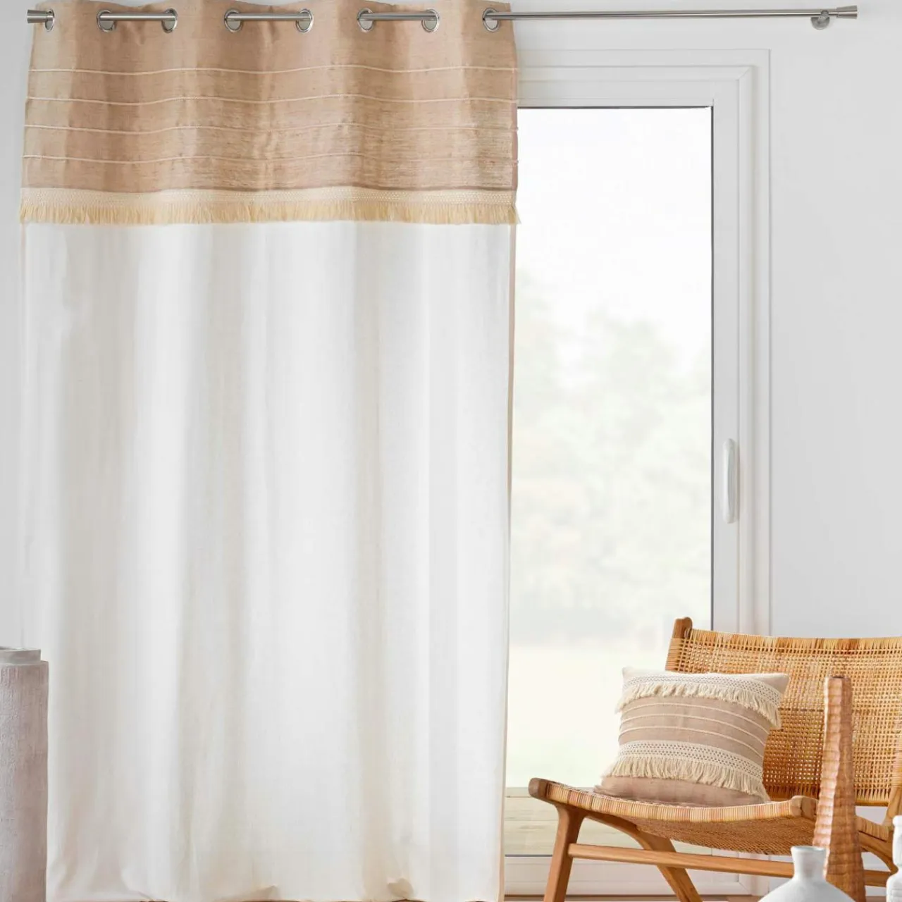 douceur d'intu017drieur Rideau en coton et jute (140 x 240 cm) Cirrus Beige Discount