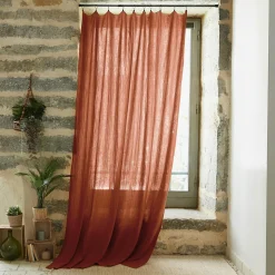 EMINZA Rideau gaze de coton ajustable (140 x max 300 cm) Gaïa Terracotta