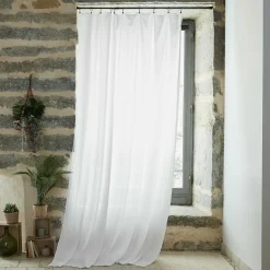 EMINZA Rideau gaze de coton ajustable (180 x max 300 cm) Gaïa chantilly Blanc Discount