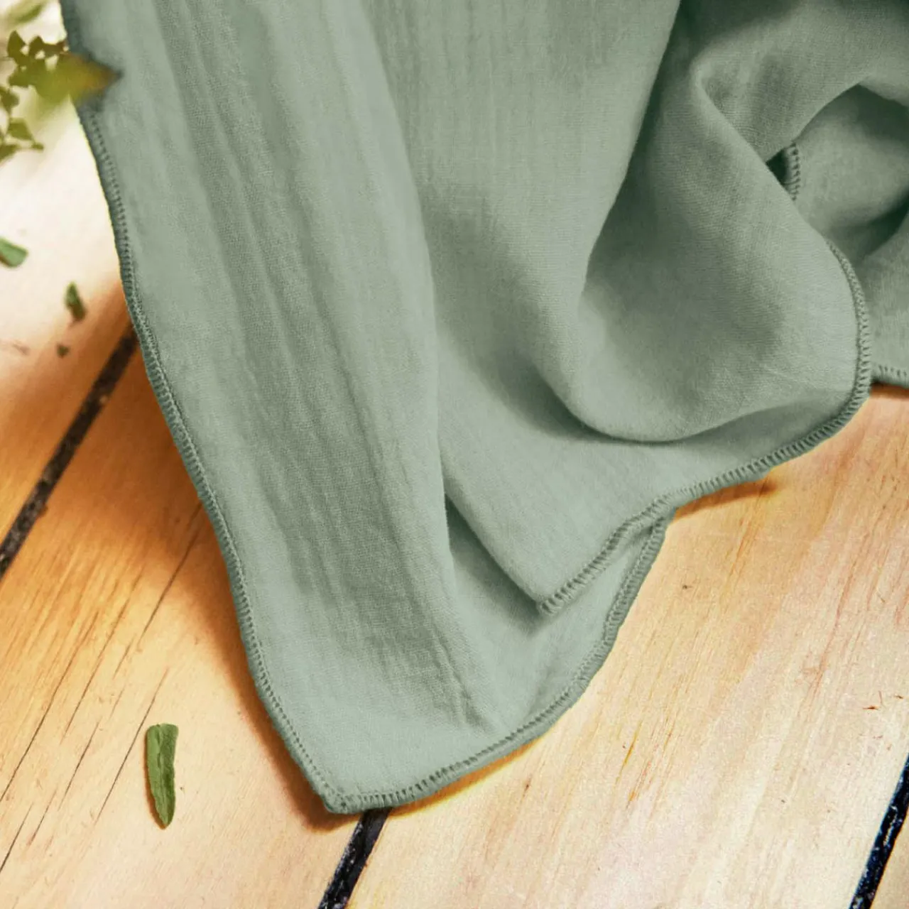 EMINZA Rideau gaze de coton ajustable (140 x max 300 cm) Gaïa Vert Eucalyptus Discount