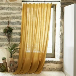 EMINZA Rideau gaze de coton ajustable (140 x max 300 cm) Gaïa Jaune safran Best