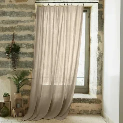 EMINZA Rideau gaze de coton ajustable (180 x max 300 cm) Gaïa Ficelle Hot