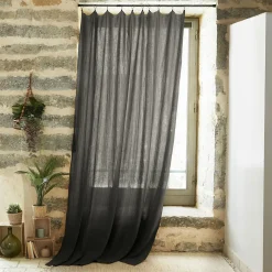 EMINZA Rideau gaze de coton ajustable (180 x max 300 cm) Gaïa Gris granit Gris foncé Clearance