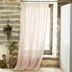 EMINZA Rideau gaze de coton ajustable (180 x max 300 cm) Gaïa Rose poudré Best