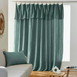 EMINZA Rideau gaze de coton ajustable (280 x max 300 cm) Gaïa Bleu canard Clearance