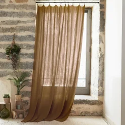 EMINZA Rideau gaze de coton ajustable (180 x max 300 cm) Gaïa Camel Clearance