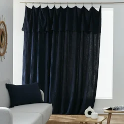 EMINZA Rideau gaze de coton ajustable (280 x max 300 cm) Gaïa Bleu nuit