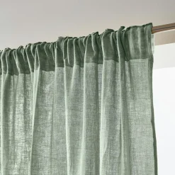 EMINZA Rideau gaze de coton galon fronceur (180 x 240 cm) Gaïa Vert Eucalyptus