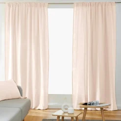 EMINZA Rideau gaze de coton galon fronceur (140 x 240 cm) Gaïa Rose poudré Sale