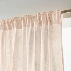 EMINZA Rideau gaze de coton galon fronceur (140 x 240 cm) Gaïa Rose poudré Sale