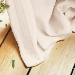 EMINZA Rideau gaze de coton galon fronceur (140 x 240 cm) Gaïa Rose poudré Sale