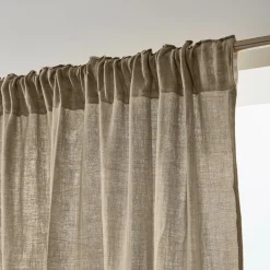 EMINZA Rideau gaze de coton galon fronceur (180 x 240 cm) Gaïa Ficelle Outlet