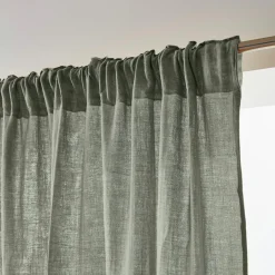 EMINZA Rideau gaze de coton galon fronceur (180 x 240 cm) Gaïa Vert romarin Clearance