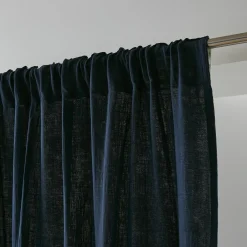 EMINZA Rideau gaze de coton galon fronceur (180 x 240 cm) Gaïa Bleu nuit Best