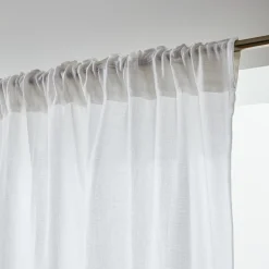 EMINZA Rideau gaze de coton galon fronceur (180 x 240 cm) Gaïa chantilly Blanc Hot