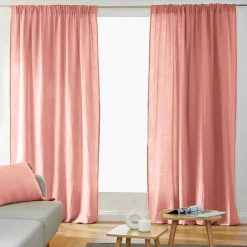 EMINZA Rideau gaze de coton galon fronceur (140 x 240 cm) Gaïa Rose Pêche Discount