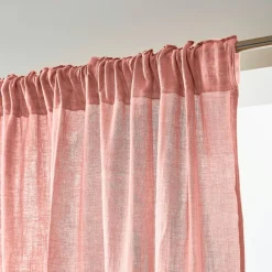 EMINZA Rideau gaze de coton galon fronceur (140 x 240 cm) Gaïa Rose Pêche Discount