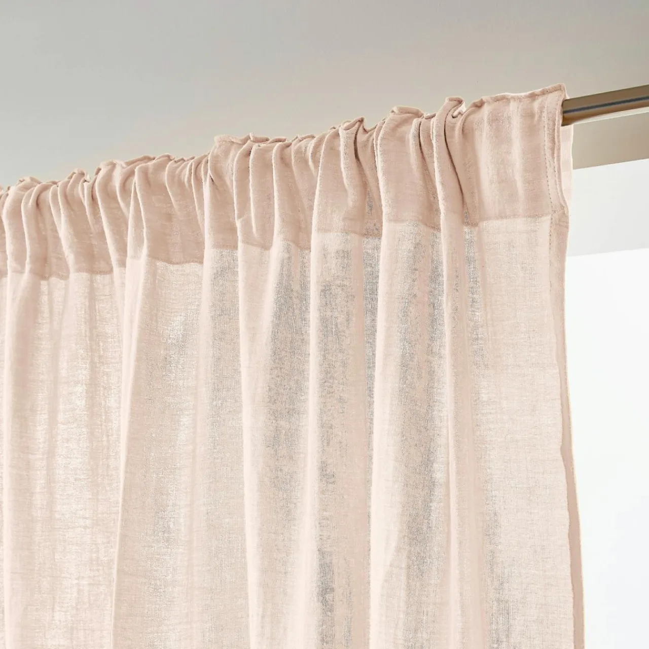 EMINZA Rideau gaze de coton galon fronceur (180 x 240 cm) Gaïa Rose poudré Online
