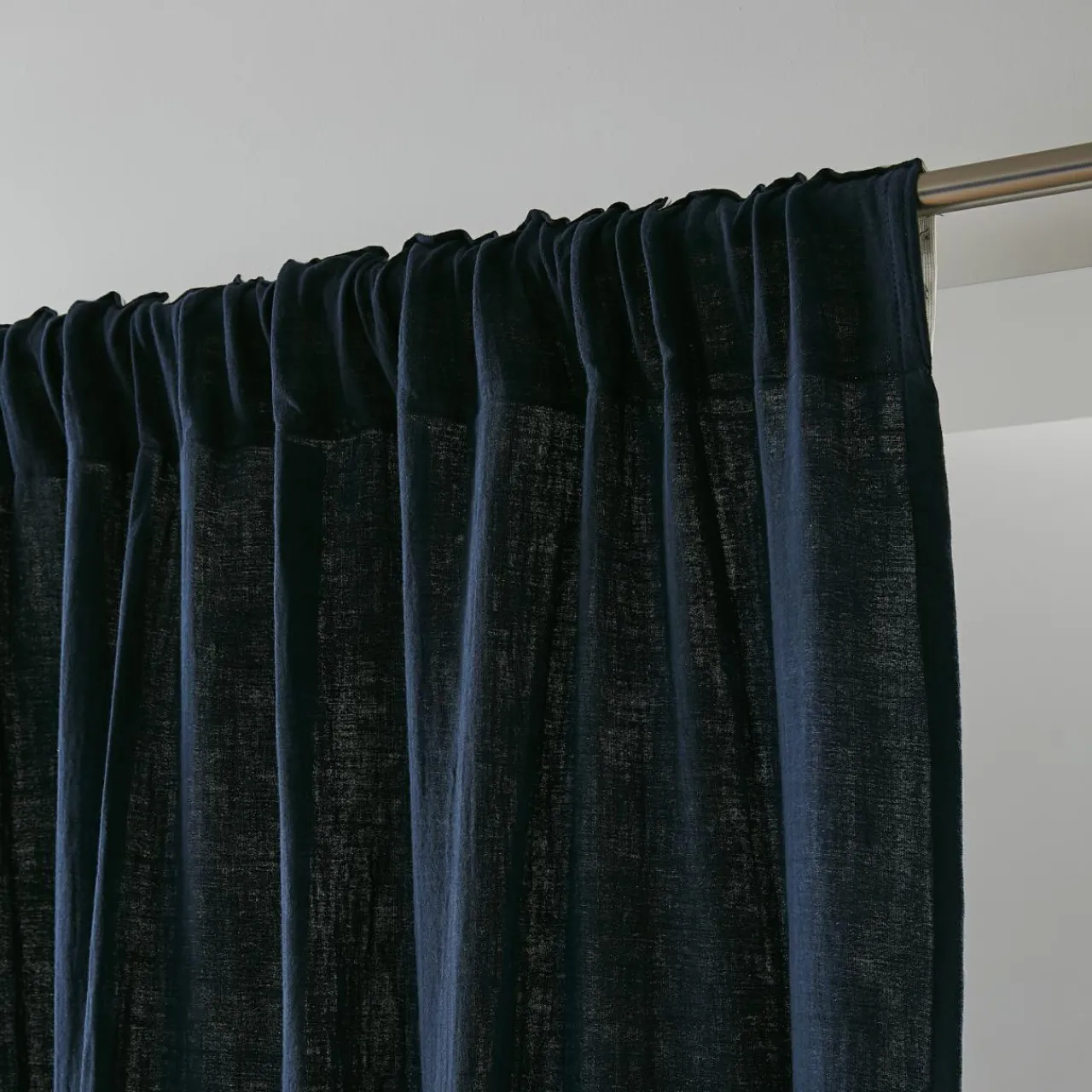 EMINZA Rideau gaze de coton galon fronceur (140 x 240 cm) Gaïa Bleu nuit Online