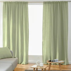 EMINZA Rideau gaze de coton galon fronceur (140 x 240 cm) Gaïa Vert tilleul Outlet