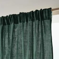 EMINZA Rideau gaze de coton galon fronceur (180 x 240 cm) Gaïa Vert sapin