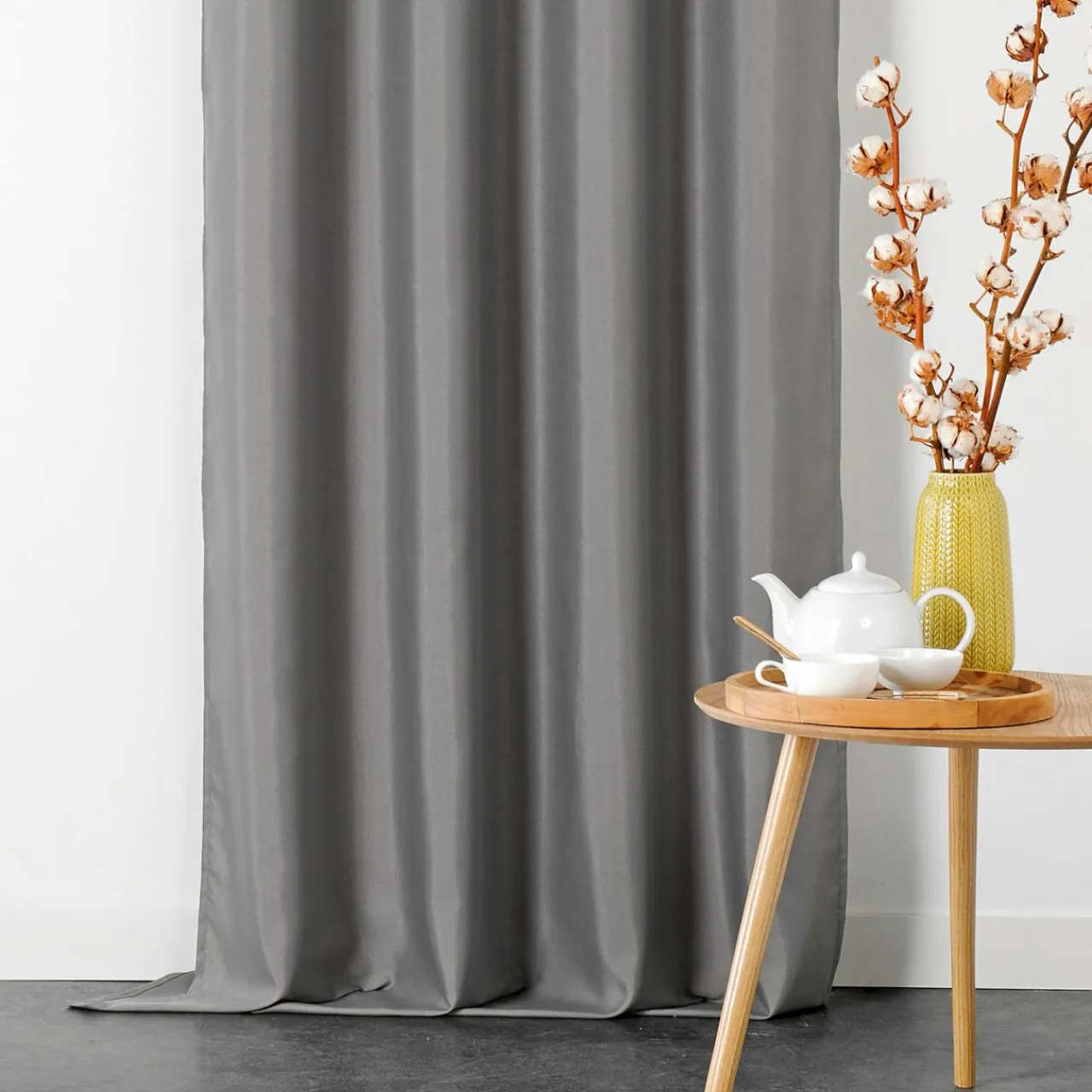 LINDER Rideau ignifugé (135 x 240 cm) Double Natte Gris Outlet