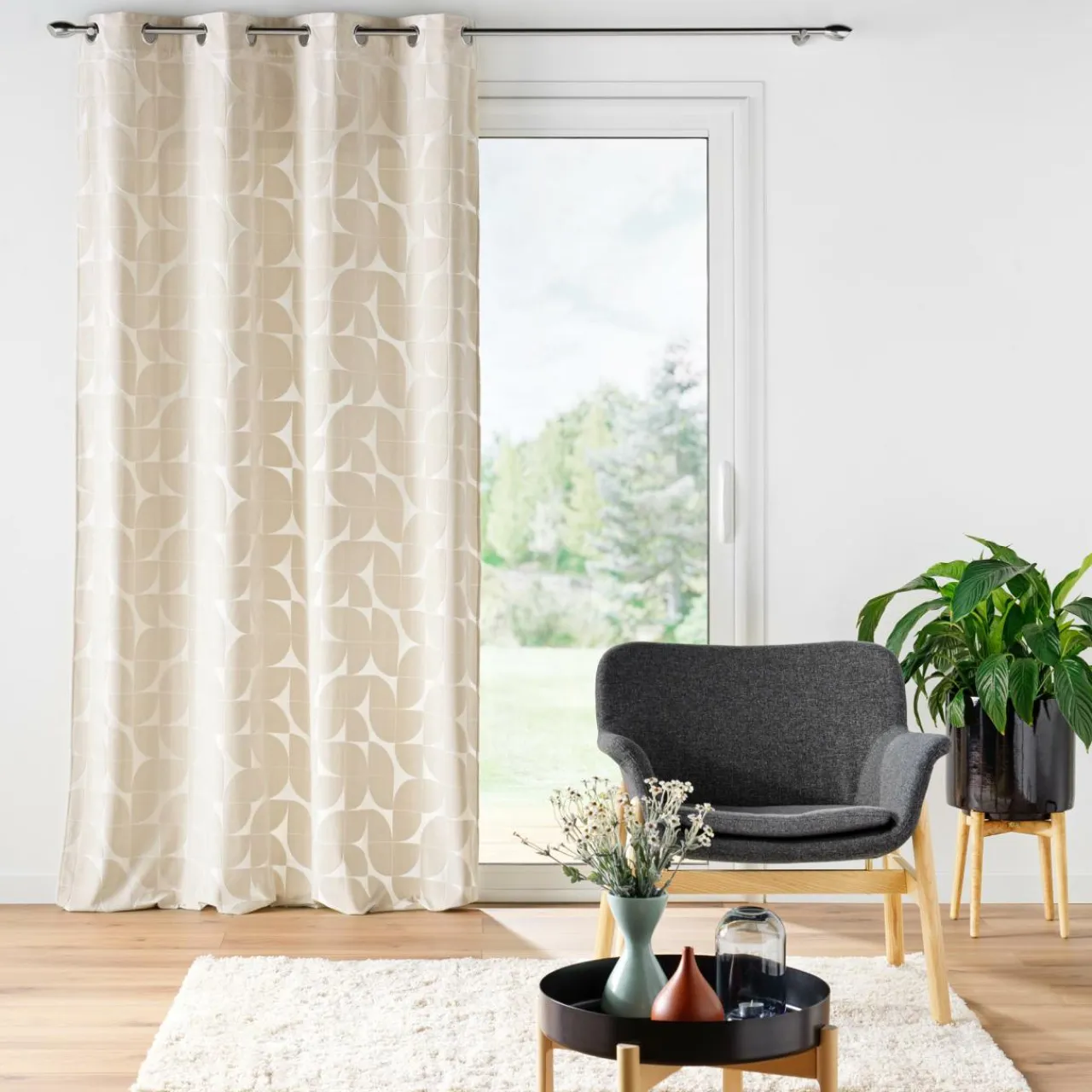 douceur d'intu017drieur Rideau œillets velours (135 x 260 cm) Geolia Beige New