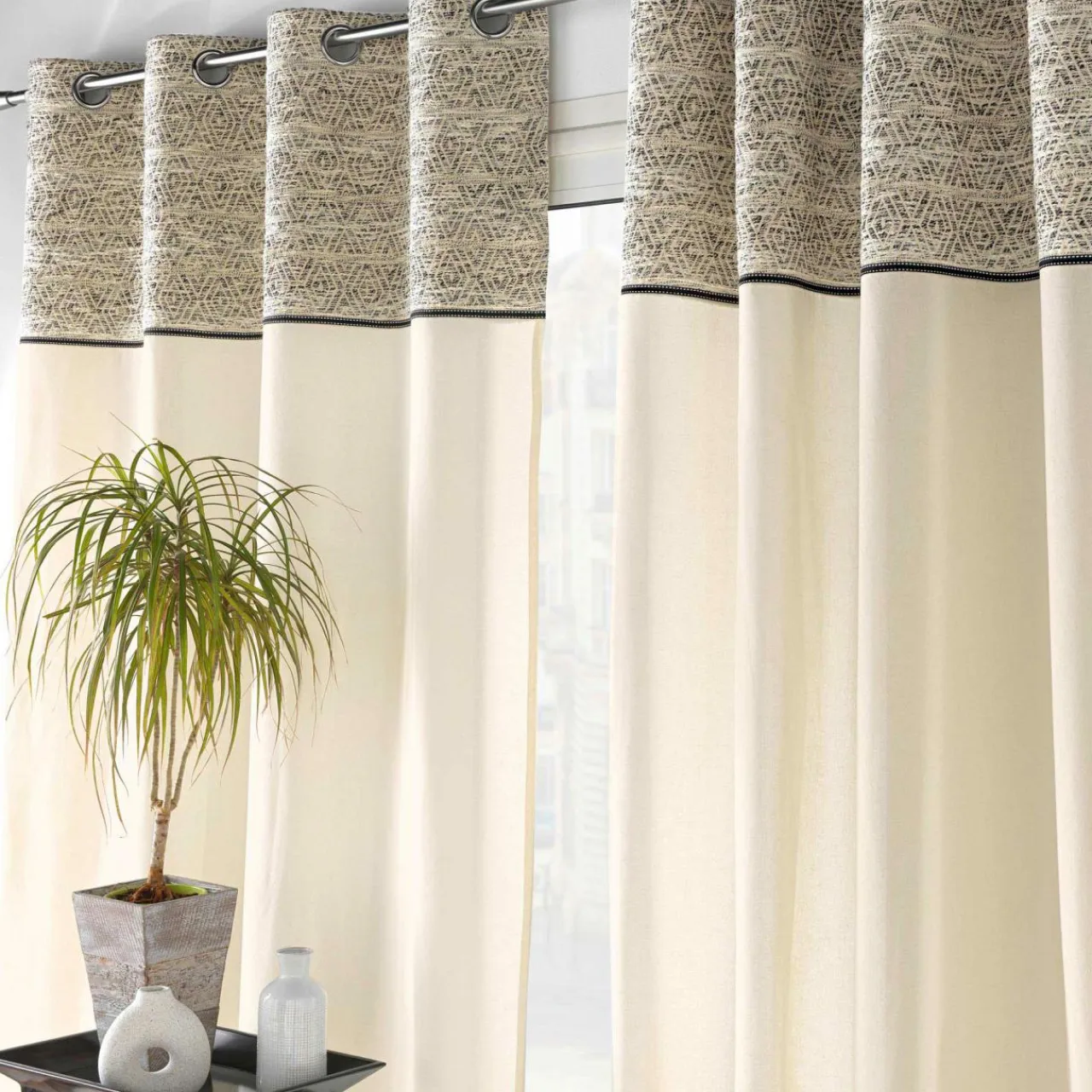 douceur d'intu017drieur Rideau œillets (140 x 240 cm) Camalia Ecru New