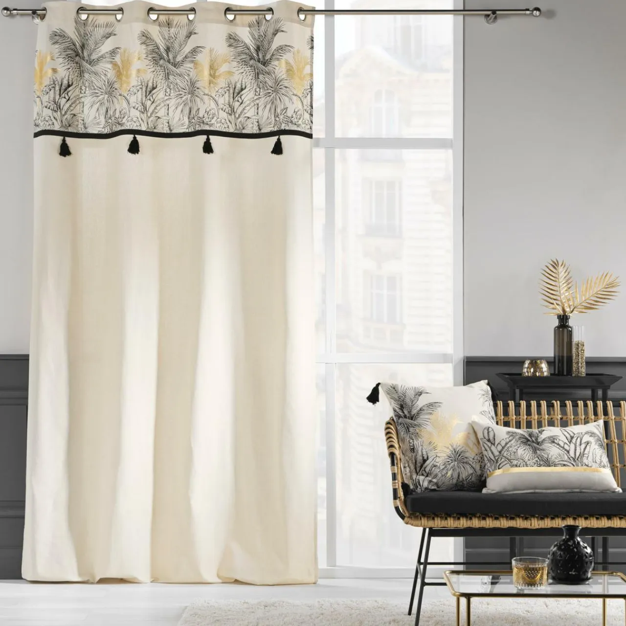 douceur d'intu017drieur Rideau œillets (140 x 240 cm) Papaya Ecru Hot