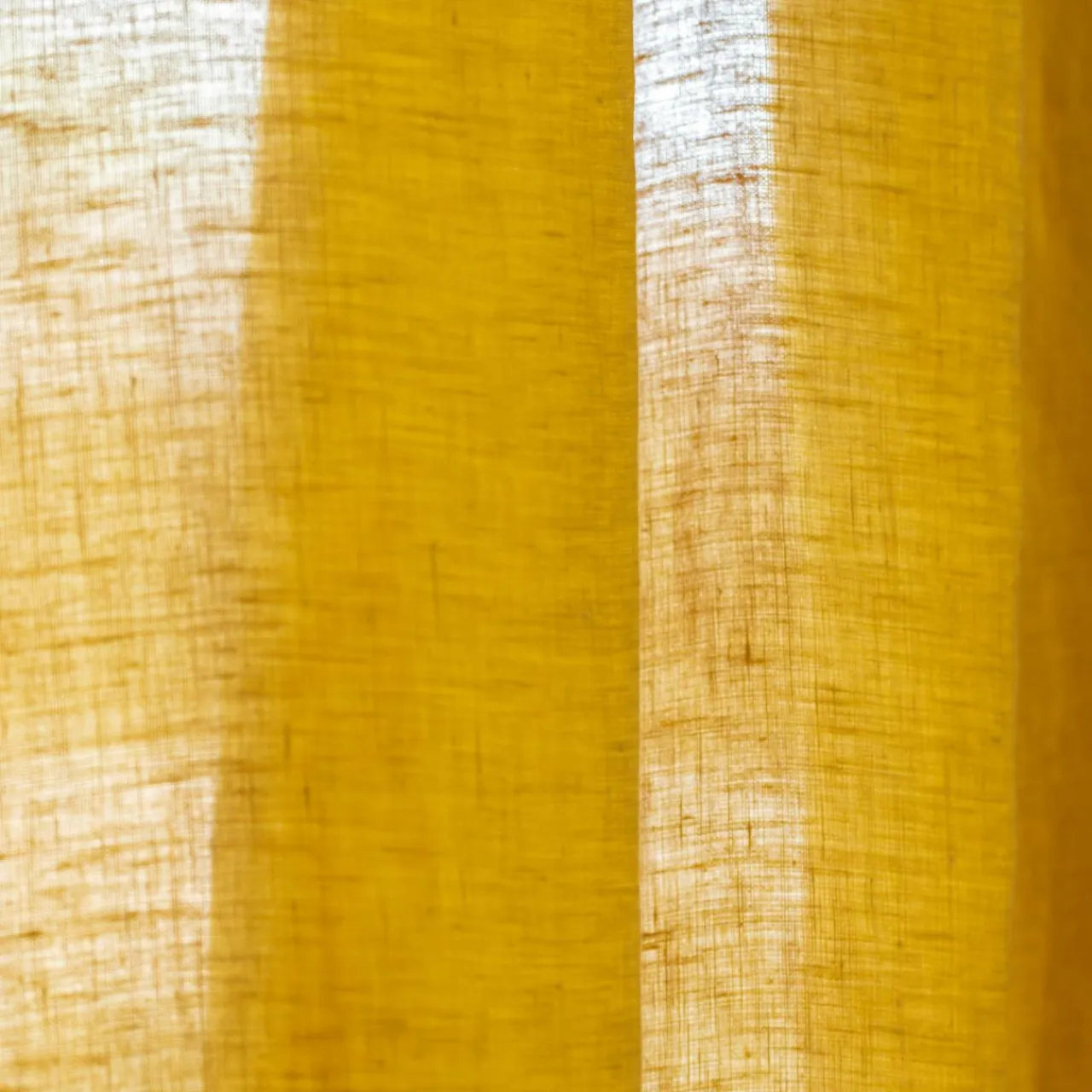 EMINZA Rideau lin lavé ajustable (140 x max 270 cm) Louise Jaune moutarde Discount