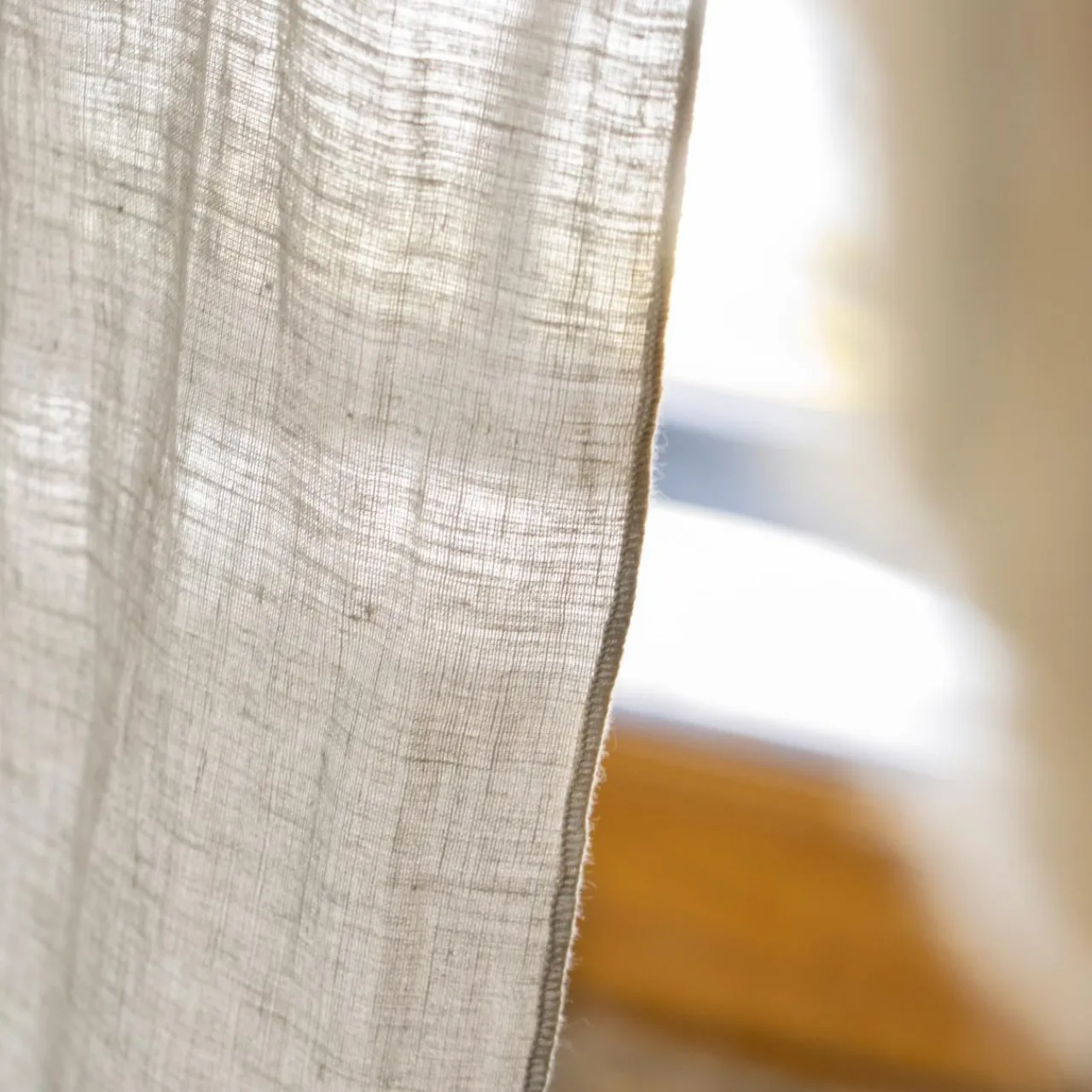 EMINZA Rideau lin lavé ajustable (140 x max 270 cm) Louise Beige Hot