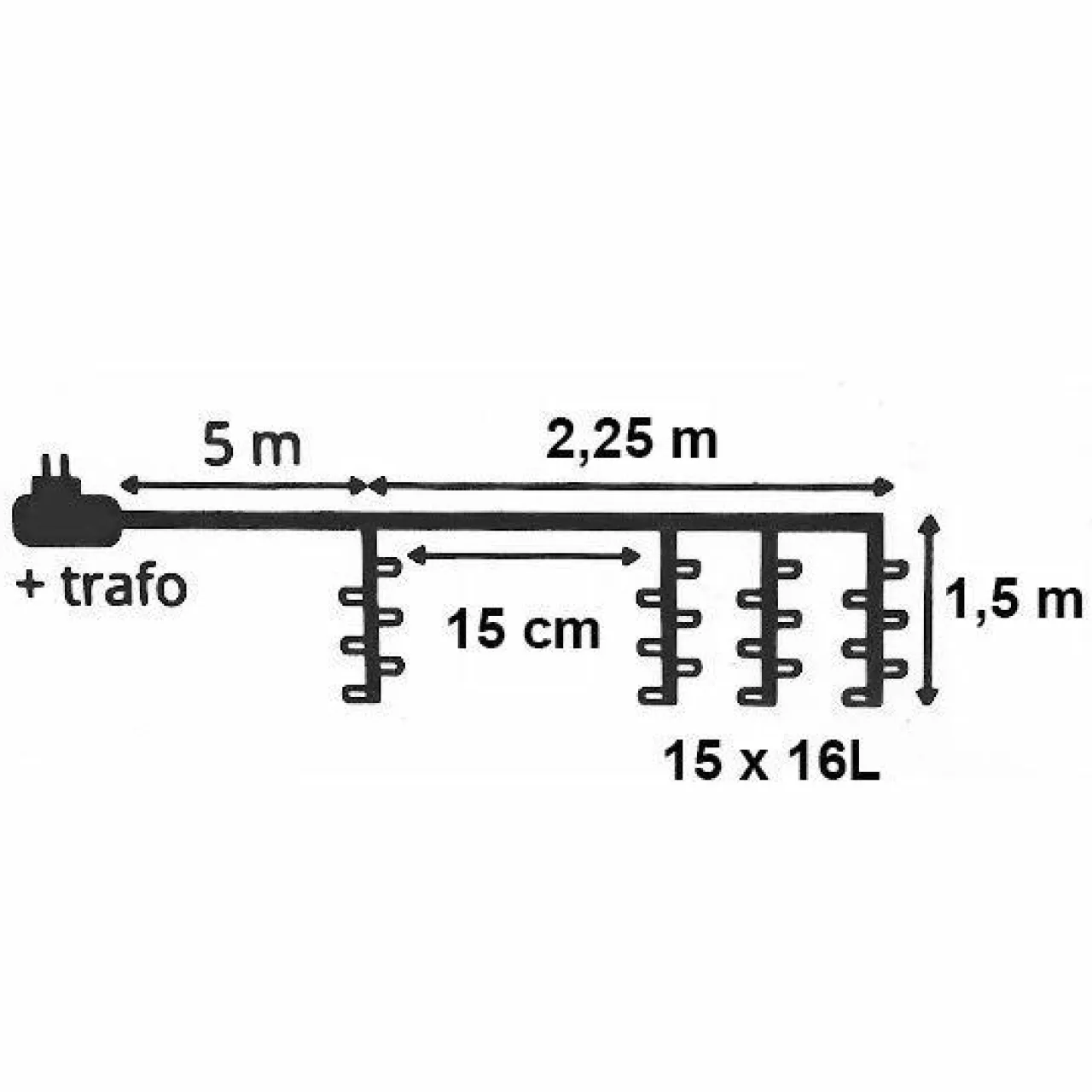 KAEMINGK Rideau lumineux H1,50 m L2,25 m 240 LED Super chaser Blanc chaud New