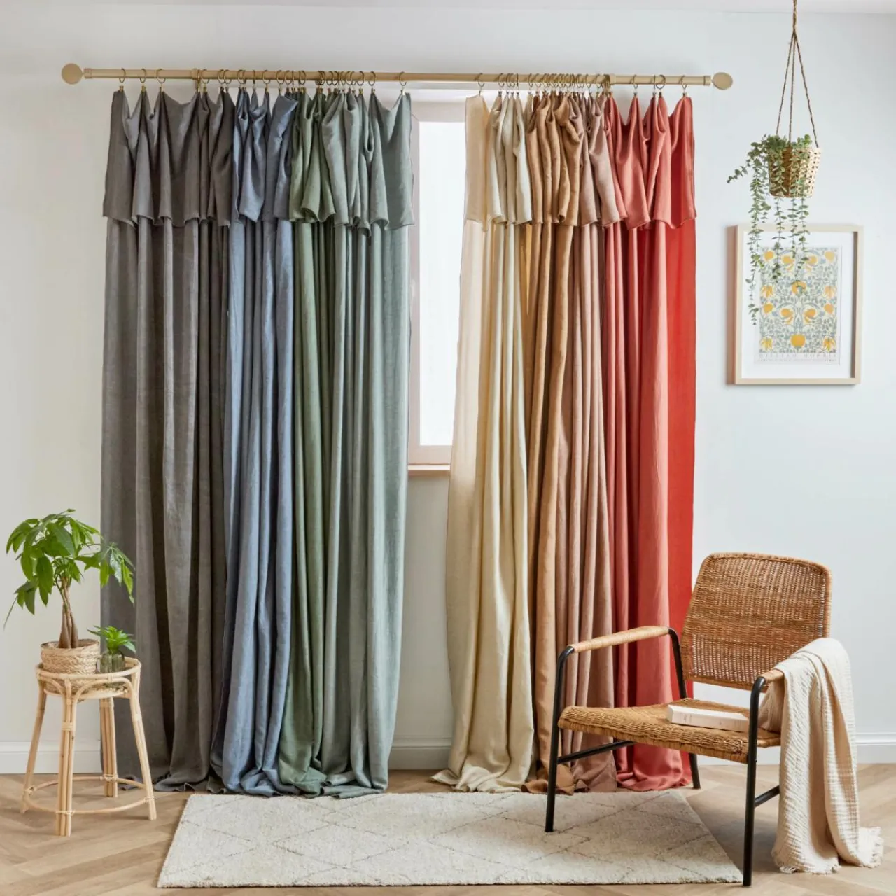 EMINZA Rideau lyocell Tencel™ ajustable (140 x max 270 cm) Olivia Vert Eucalyptus Hot