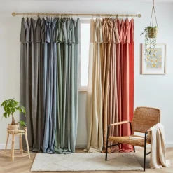 EMINZA Rideau lyocell Tencel™ ajustable (140 x max 270 cm) Olivia stone Bleu