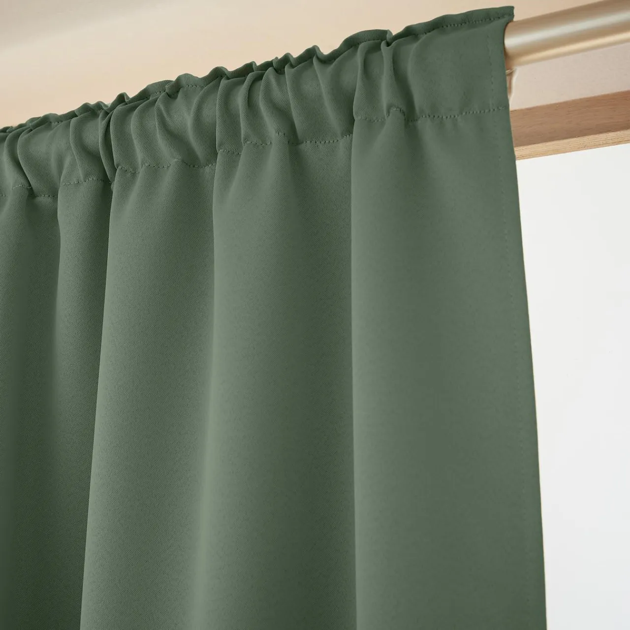 EMINZA Rideau obscurcissant galon fronceur (140 x 260 cm) Dark Vert romarin Discount