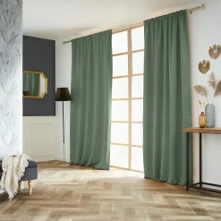 EMINZA Rideau obscurcissant galon fronceur (140 x 260 cm) Dark Vert romarin Discount