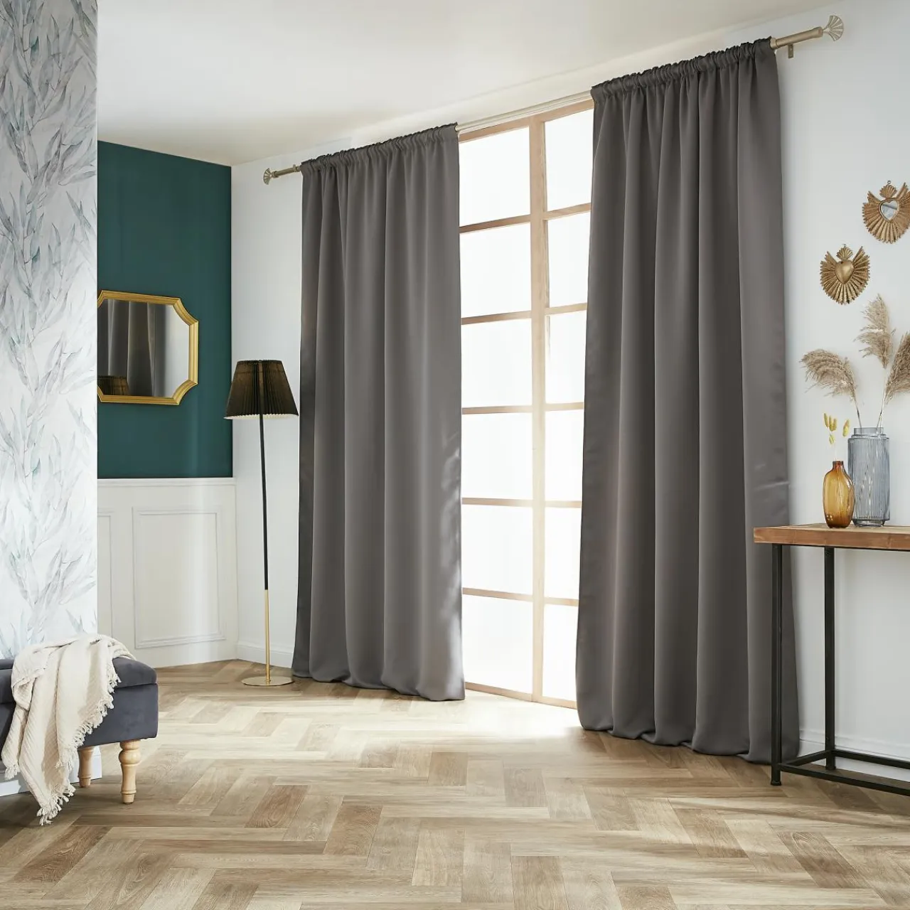 EMINZA Rideau obscurcissant galon fronceur (140 x 260 cm) Dark Gris Anthracite Best