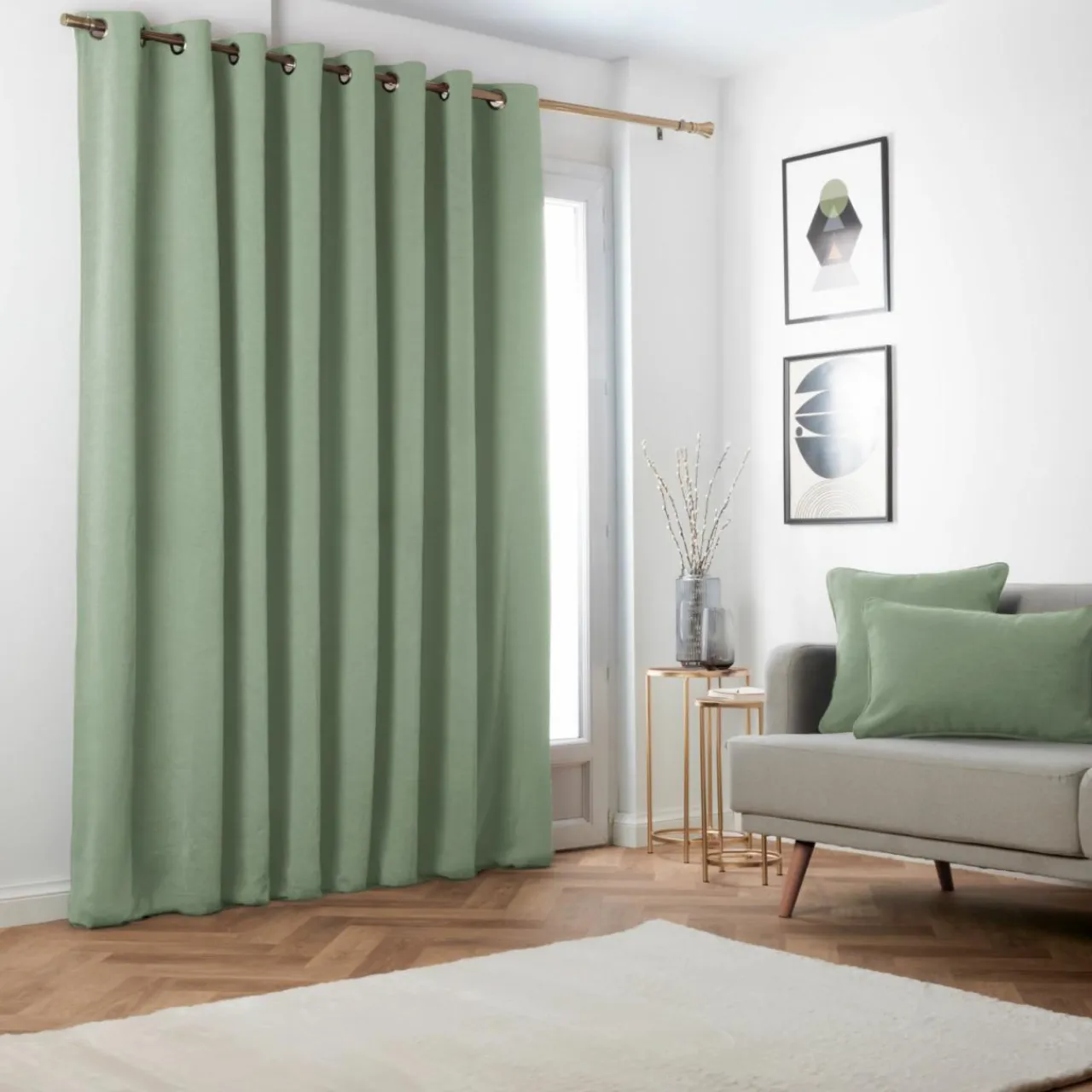 EMINZA Rideau obscurcissant thermique (280 x 240 cm) Minuit Vert kaki Outlet