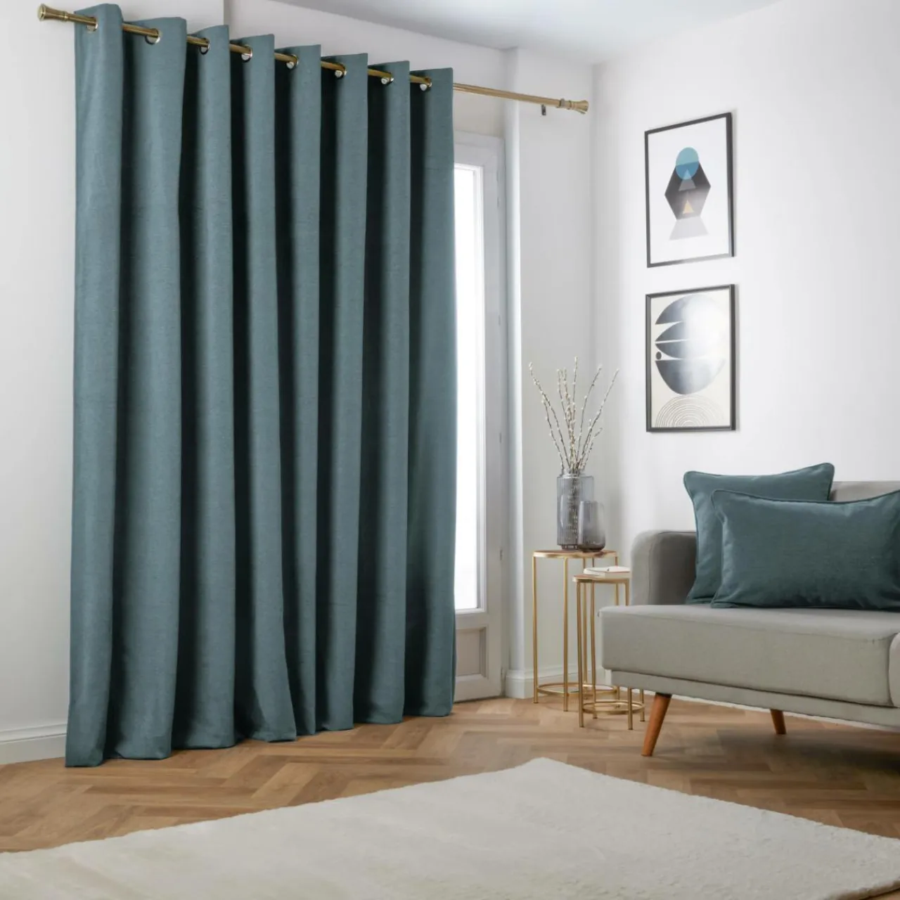 EMINZA Rideau obscurcissant thermique (280 x 240 cm) Minuit Gris bleu Discount